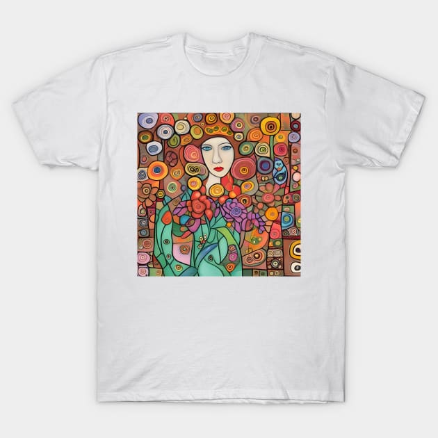 Woman with flowers T-Shirt by Colin-Bentham